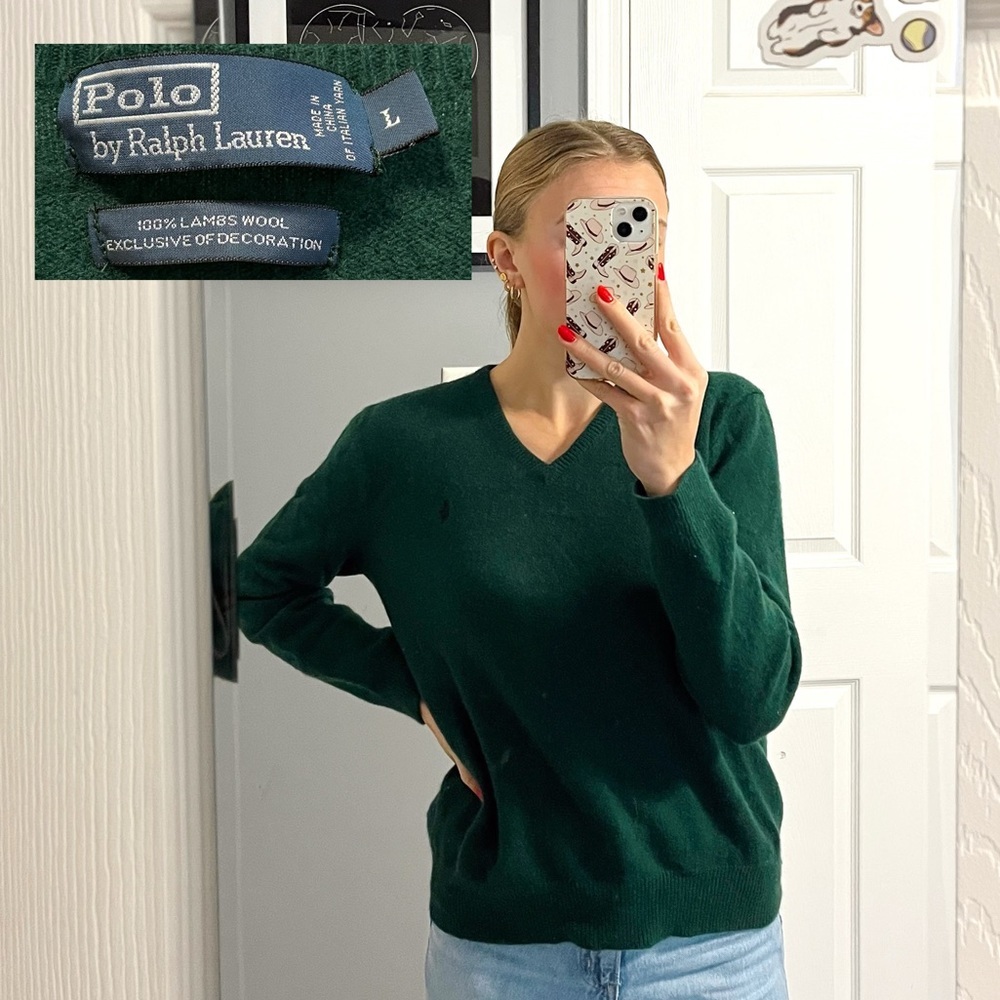 Polo by Ralph Lauren Green V-Neck Sweater